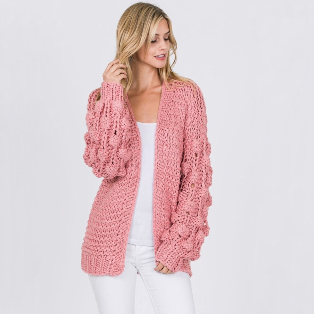 Handmade Cable Knit Chunky Sweater Open Cardigan - Picture 6 of 7